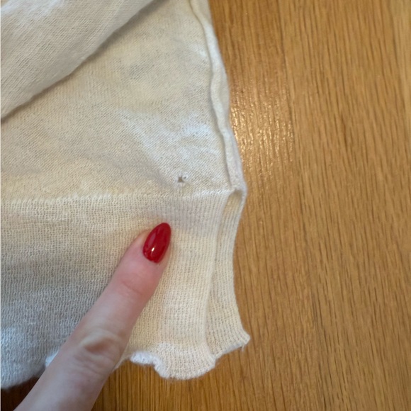 SUNDRY Rainbow Stripe Crew Neck Sweater Wool Cashmere Blend Scallop trim - Picture 9 of 9